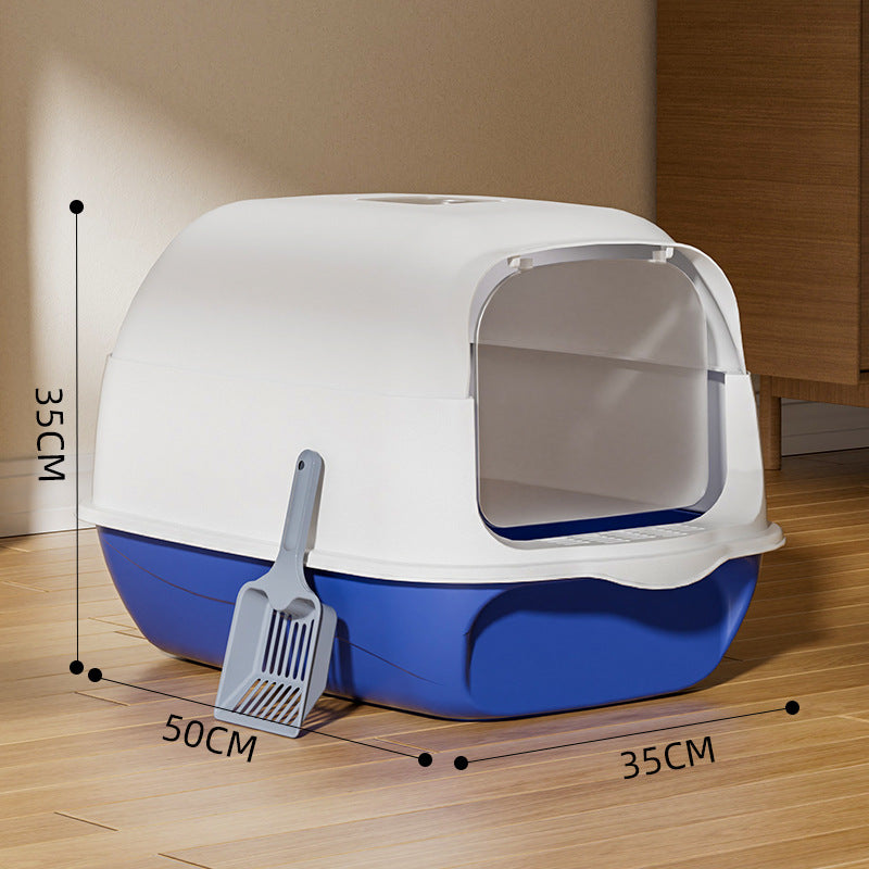 Easy-Clean Plastic Toilet Extra Large smell-Proof Cat Litter Box – Fully Enclosed, Anti-Splash, Detachable.