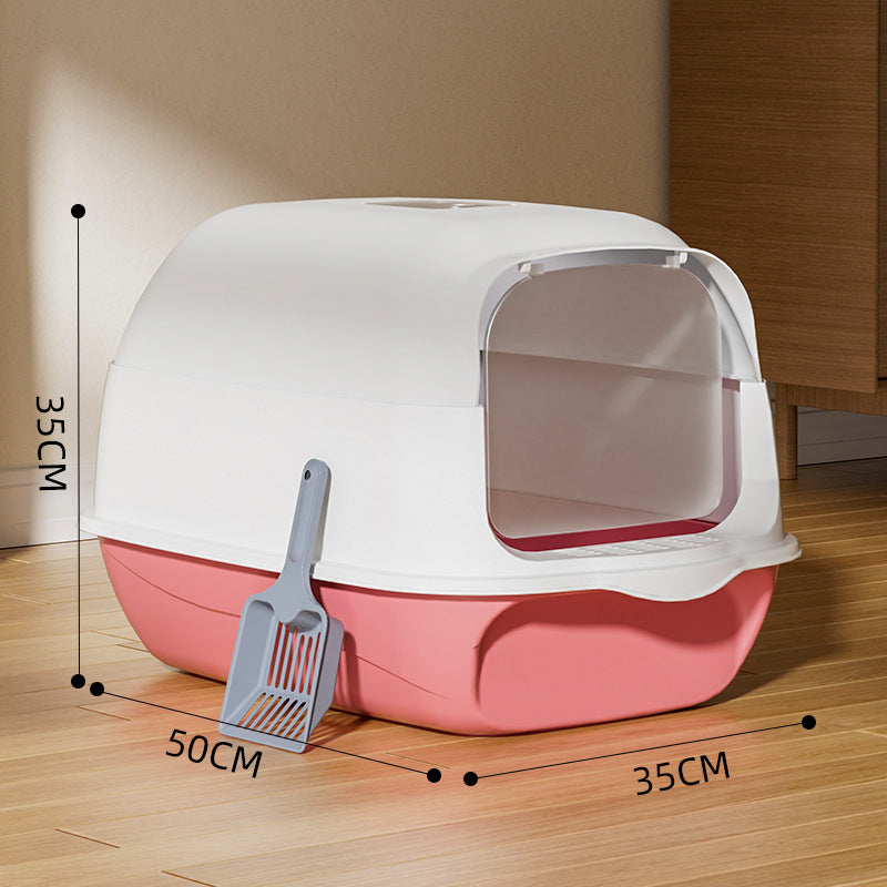 Easy-Clean Plastic Toilet Extra Large smell-Proof Cat Litter Box – Fully Enclosed, Anti-Splash, Detachable.