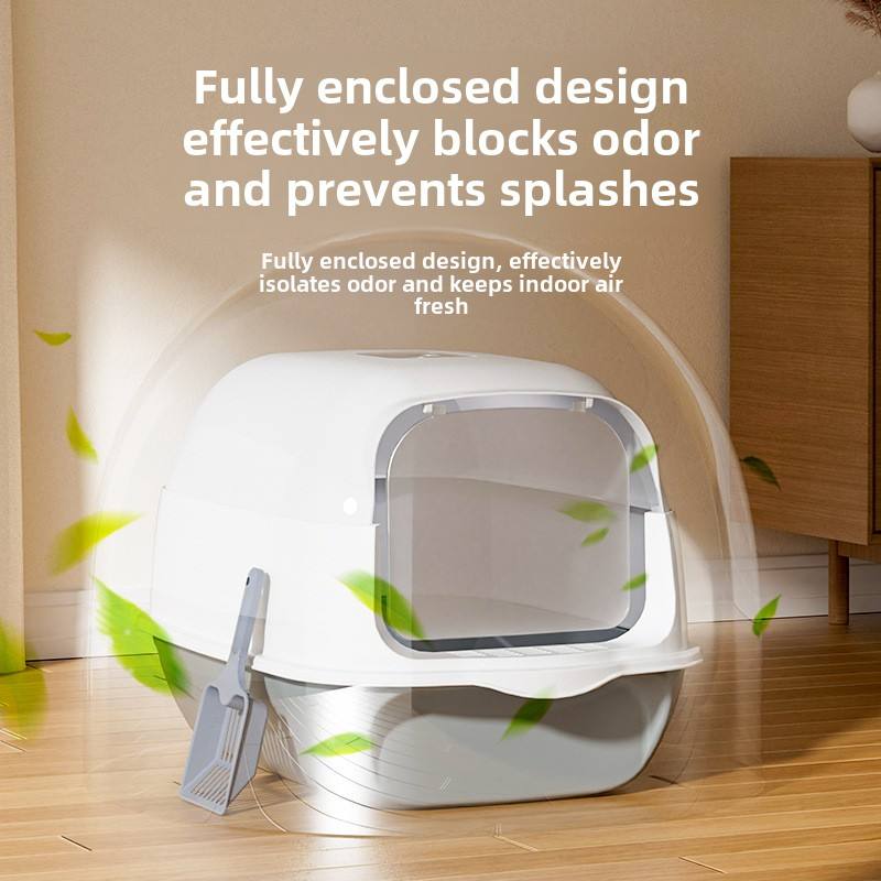 Easy-Clean Plastic Toilet Extra Large smell-Proof Cat Litter Box – Fully Enclosed, Anti-Splash, Detachable.