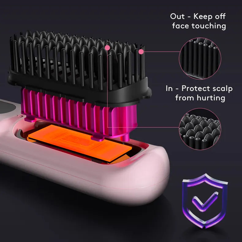 Hair Straightener & Comb – Rechargeable Ionic Iron for Smooth, Frizz-Free Hair On-the-Go (TRAVEL-FRIENDLY)