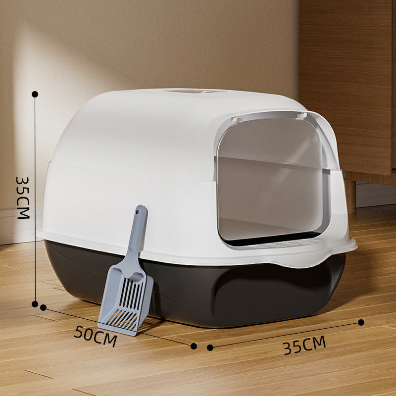 Easy-Clean Plastic Toilet Extra Large smell-Proof Cat Litter Box – Fully Enclosed, Anti-Splash, Detachable.