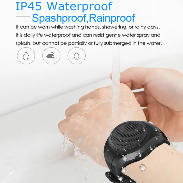 Waterproof Portable Bluetooth Speaker Watch, Wearable Sport Wireless Mini Portable Speaker with Mic LED Light