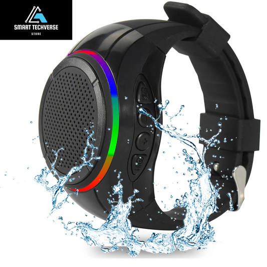 Waterproof Portable Bluetooth Speaker Watch, Wearable Sport Wireless Mini Portable Speaker with Mic LED Light