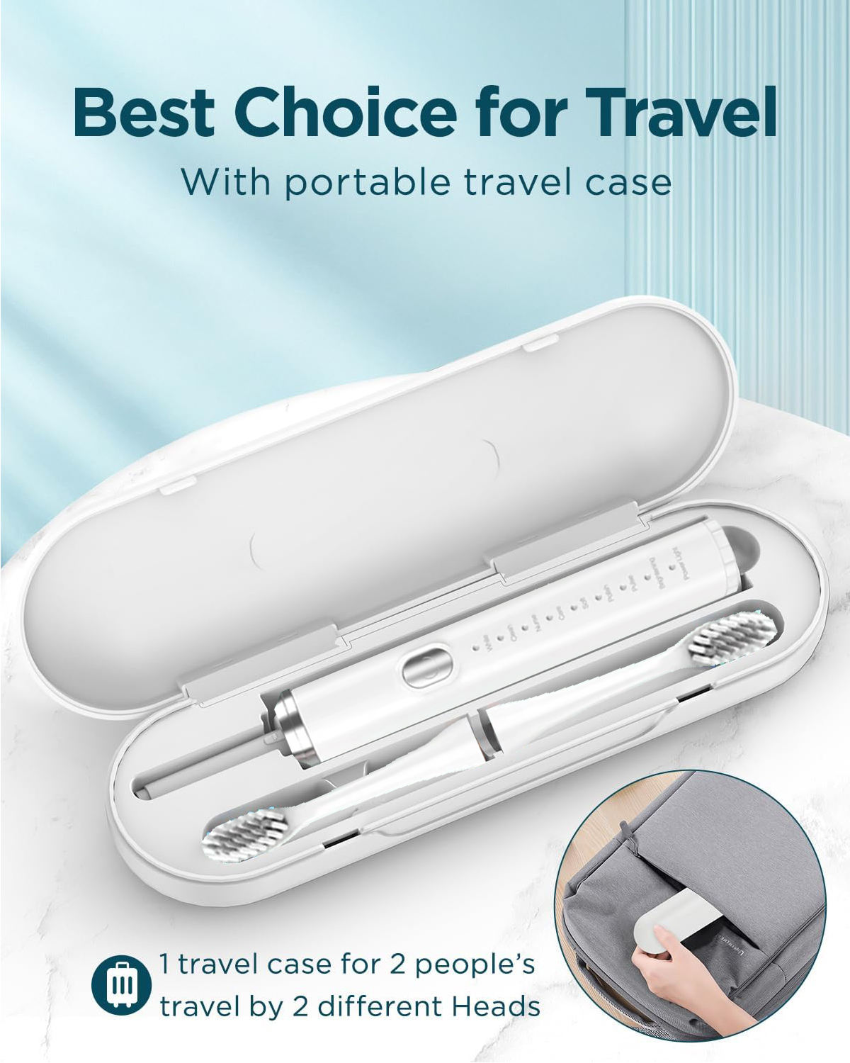 Waterproof Sonic Electric Toothbrush – Rechargeable with Travel Case & Self-Cleaning Feature