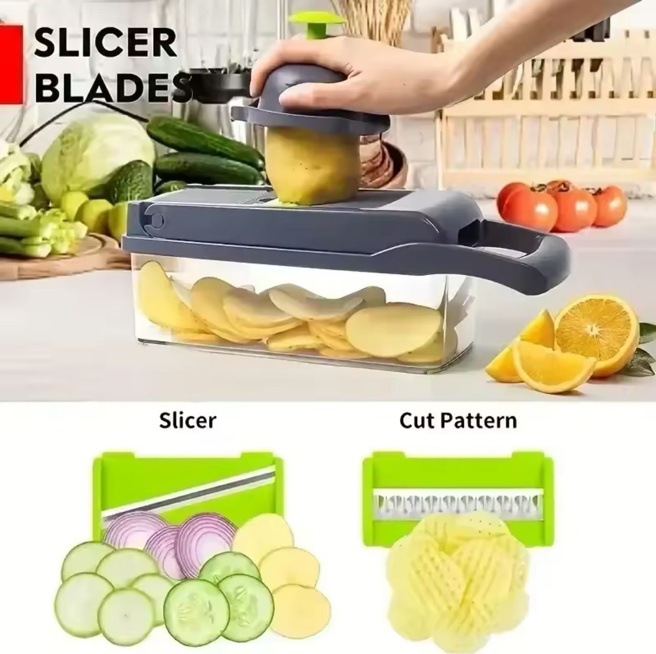 Multifunctional Vegetable Chopper Handle Food Grate Food Chopper Vegetable Slicer Dicer Cut Kitchen Item