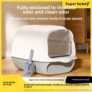 Easy-Clean Plastic Toilet Extra Large smell-Proof Cat Litter Box – Fully Enclosed, Anti-Splash, Detachable.