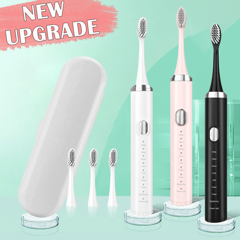 Waterproof Sonic Electric Toothbrush – Rechargeable with Travel Case & Self-Cleaning Feature