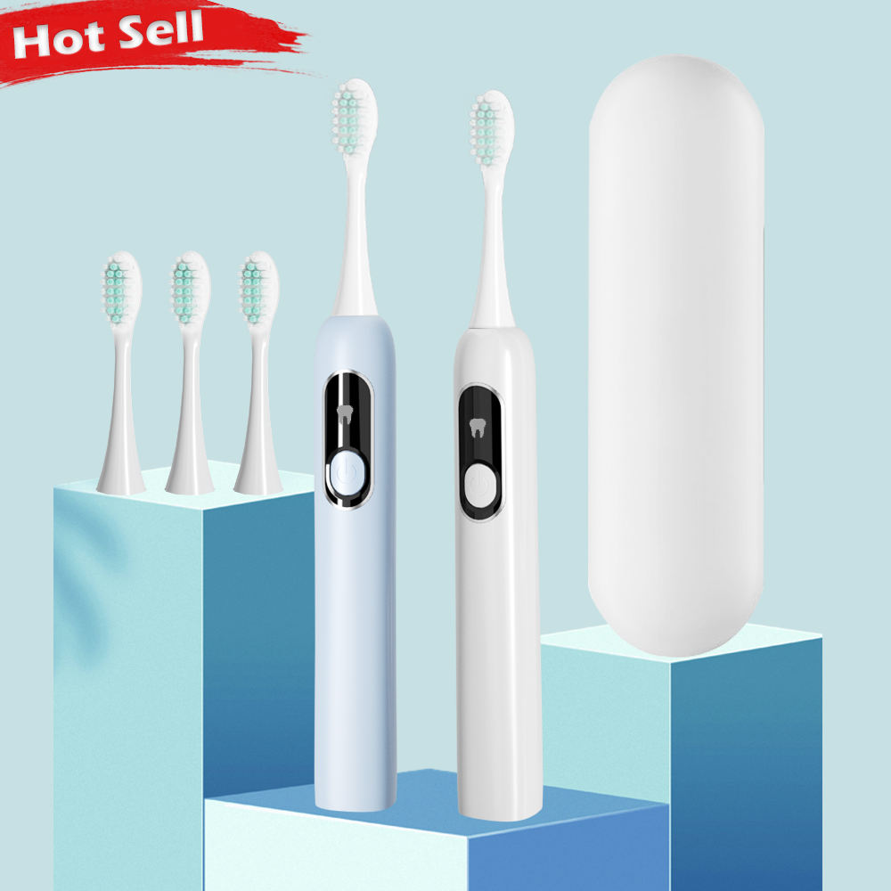 Waterproof Sonic Electric Toothbrush – Rechargeable, Soft Bristles, LED Display